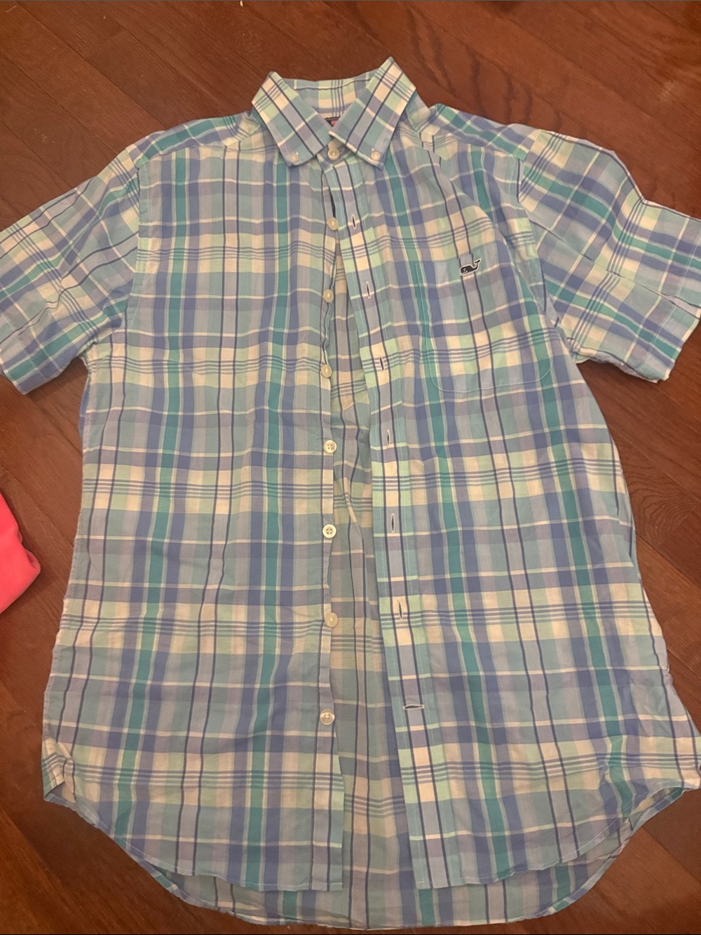 Vineyard Vines Men's Short-Sleeve Blue Plaid Button-Down Shirt